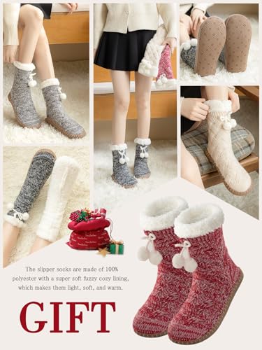 Image of Vihir Cozy and Warm Slipper Socks with Suede Non-Slip Sole For Women,And Stylish Indoor House Shoes