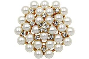 Elegant Imitation Pearl Floral Crystal Brooch