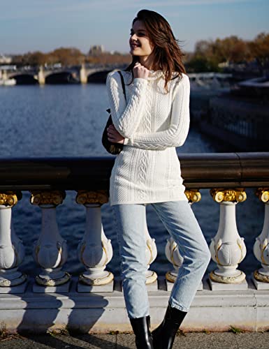 v28 Women Polo Neck Long Slim Fitted Dress Bodycon Turtleneck Cable Knit Sweater3