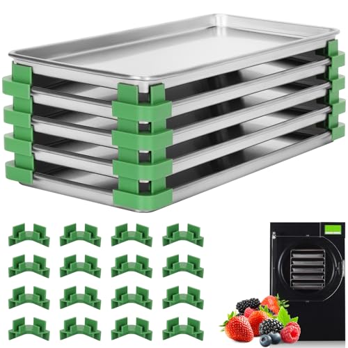 Freeze Dryer Trays Medium Metal Trays Compatible with Harvest Right Home Pro Freeze Dryer(5 Pcs) + 16 Tray Stackers Included