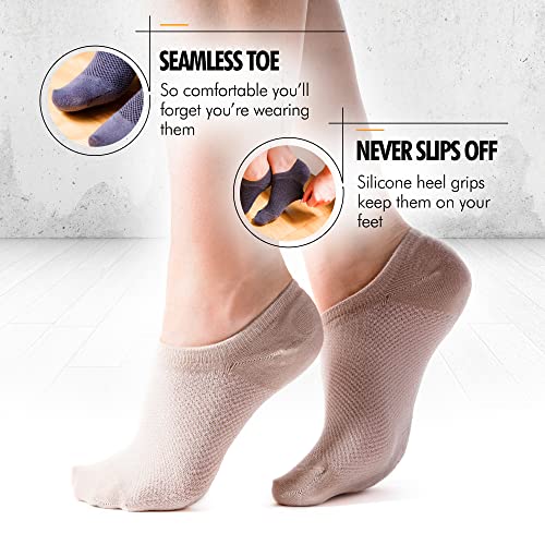 Bam&bü Women's Premium Bamboo Viscose No Show Casual Socks - 4 pair pack - Non-Slip2