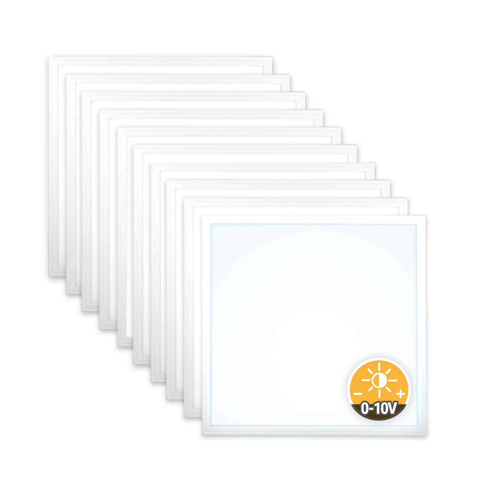 10x LED Panel 62x62 Neutralweiß 5000K dimmbar 0-10V 36W | 4320lm Rasterleuchte Slim Alu flimmerfrei Deckenleuchte Netzteil PLs3.0