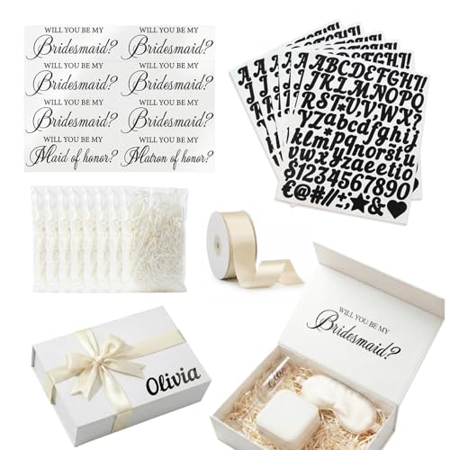 23 Pcs Bridesmaid Proposal Box Decoration Kit for Bride to Be- DIY Set with 14 Role...