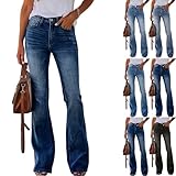 Flare Jeans for Women High Waisted Bootcut Stretchy Bell Bottom Western Flared Wide Leg Low Rise Boot Cut Mid Rise Jeans Spring Denim Pants with Pockets Jeggings Women's Bottoms Boho Chic Clothing