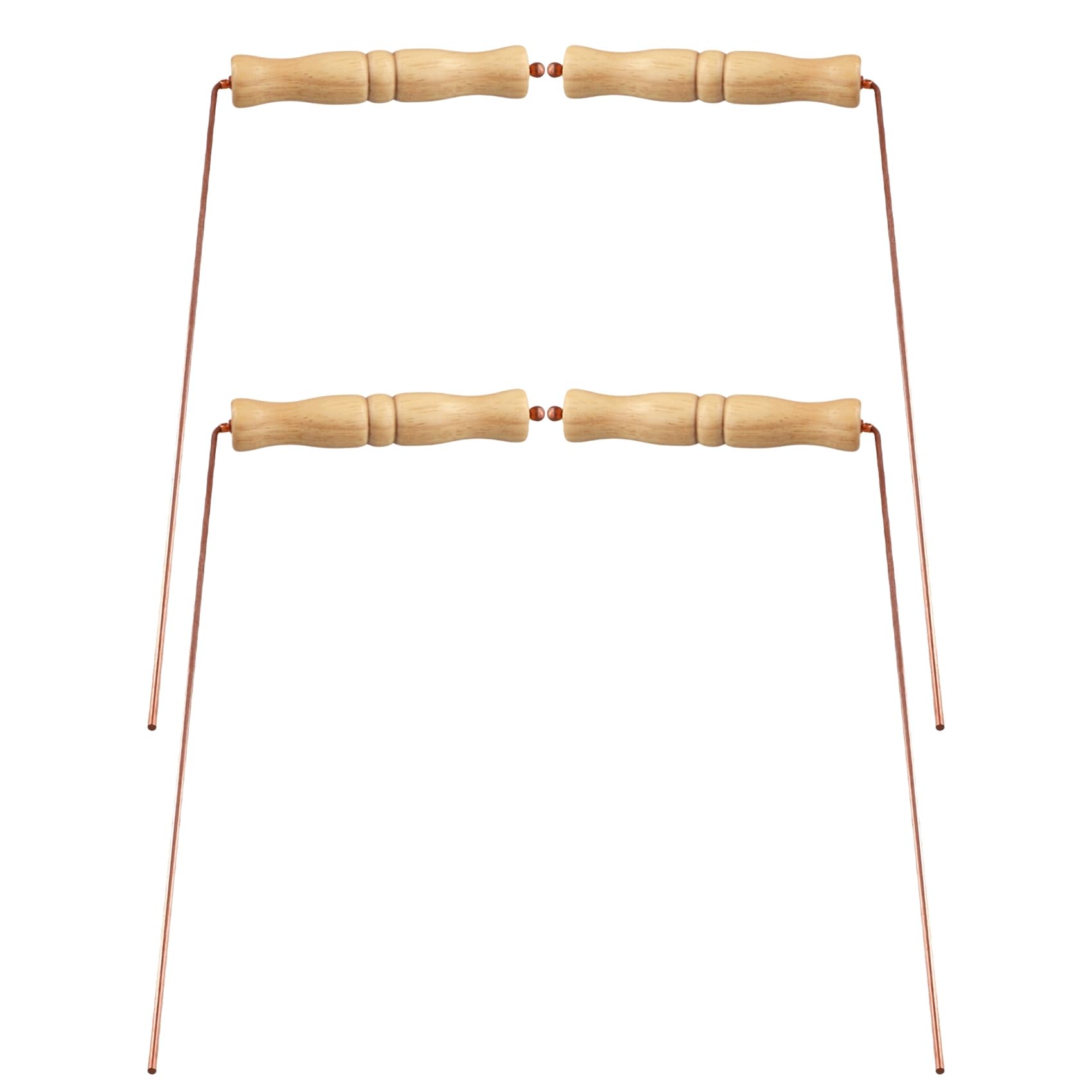 Jnchdghwa Photo Color 4X Copper Dowsing Rods Kit For Divination Tool - Natural Wooden Handles Divining Rods