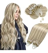 Moresoo Micro Loop Hair Extensions Human Hair Blonde 20 inch Micro Beads Human Hair Extensions As...