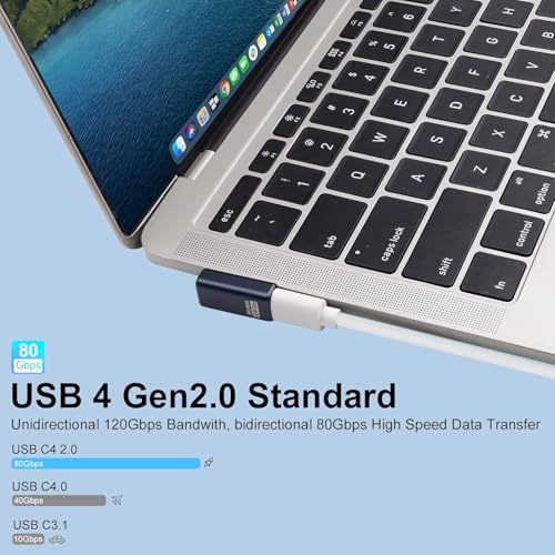 Image of Tobo USB C Adapter PD 240W 80Gbps for Thunderbolt 5 /4 /3, Male to Female Extender USB4 2.0 L Shape Connector with 8K@60Hz 120Gbps Video for P-ad, Book(TD-1552CC)