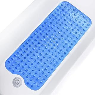 Bath Mats 100x40cm for everyone - Bath Mat Non Slip with Strong Suction Cups and Drain Holes - Machine Washable Shower Mat - Non Slip Bath Mats For Inside Bath