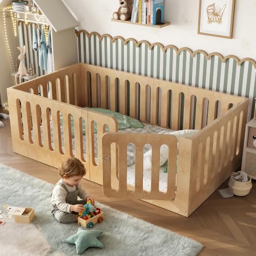 Image of Bellemave Twin Montessori Floor Bed Frame,Natural