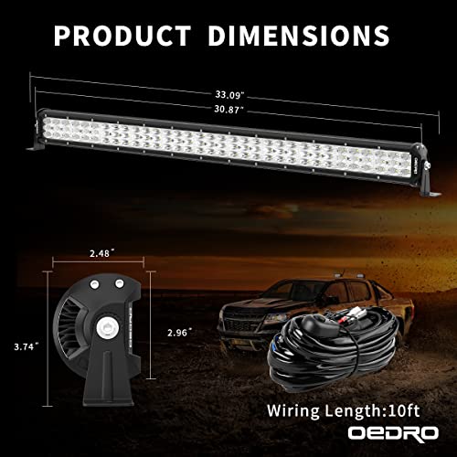 Image of OEDRO 32 Inch LED Light Bar Tri-Row 600W Spot Flood Combo Beam | 66120LM Work Light with Wiring Harness Off-Road Light LED Driving Lights Boat Lighting Fit for Jeep UTV ATV Truck SUV