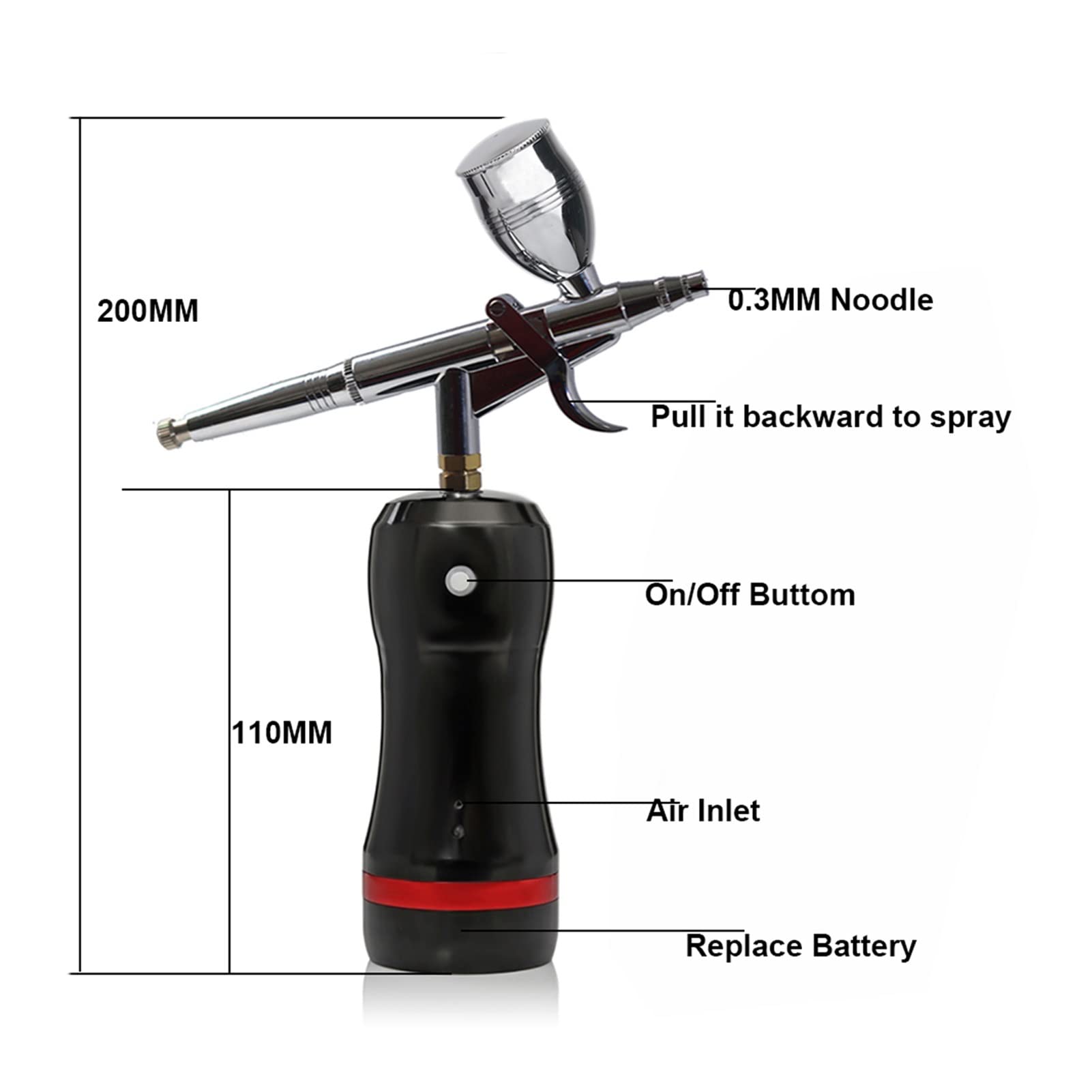 Spruzzatore di vernice, Portable Mini sostituire la batteria ad alta pressione PSI Airbrush Compressor Kit Nail Beauty Salon Spray Paint Privato,Alta efficienza(Part D Red)