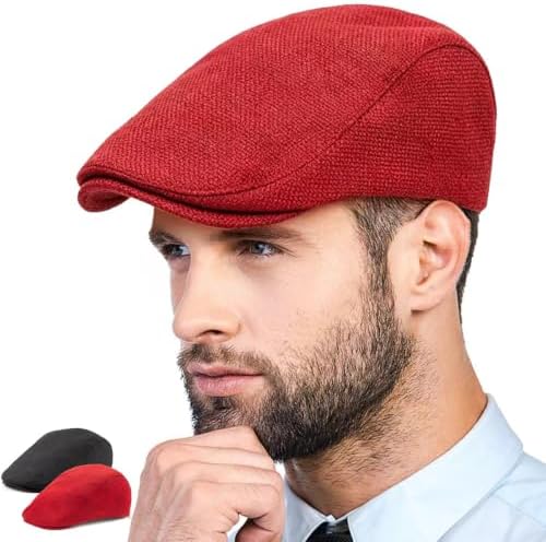 LADYBRO 2Pack Unisex Flat Cap Newsboy Hats for Men Women, Scally Cap Summer Hat for golf