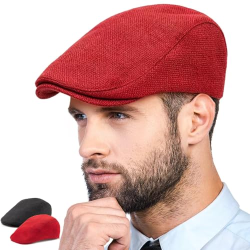 Image of LADYBRO 2-Pack Unisex Flat Cap Newsboy Hats for Men Women Casual Adjustable | Breathable Soft Comfy for Daily Outdoor Wear, Hunting, Fishing, Driving, Fit for 22-23.2 in