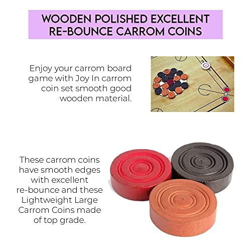 Image of SSS Wooden Carrom Board Coins, Striker and Powder -24 Pieces (Multicolour)