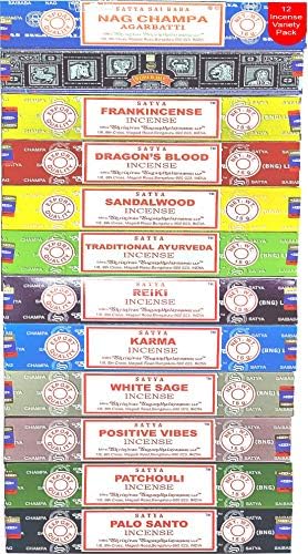 Nag Champa Incense Sticks Variety- Pack (12 Incenses, 140+ Sticks...