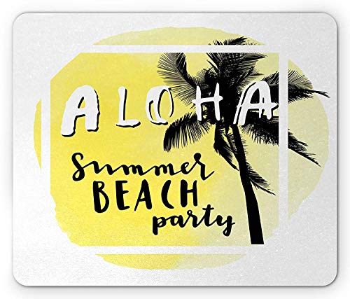 Preisvergleich Produktbild Ibiza-Mausunterlage, Aquarell-Sommer-Strandfest-Entwurfs-t... Ferien-Palme, Standardgrößen-Rechteck-rutschfestes GummiMousepad, hellgelbes Schwarzweiss