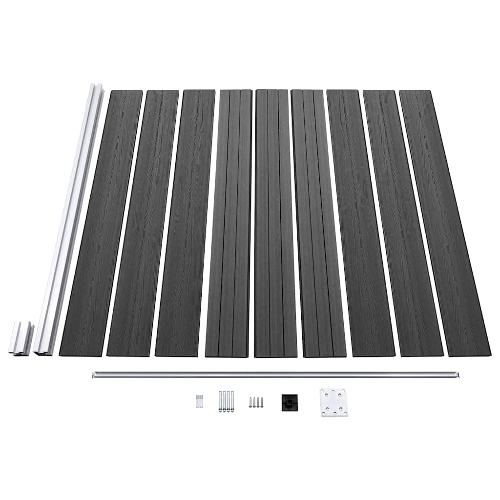 Set Pannelli di Recinzione in WPC 1564x186 cm Nero per Giardino