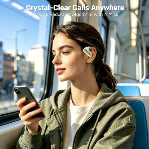 Image of CoolJumper Open Ear Headphones, Bluetooth 5.4 Ear Hook Earbuds with 16.2mm Driver, 60H Playtime LED Charging Case, IPX7 Waterproof Sports Earbuds with ENC Clear Calls for Running Gym Commute