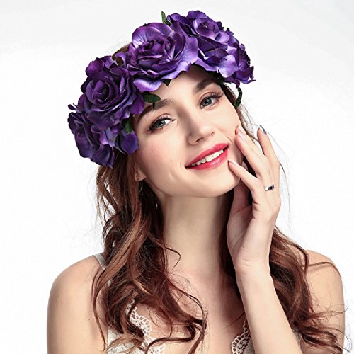 Dreamlily Women's Hawaiian Stretch Flower Headband For Garland Party Bc12(Purple) #TOP1