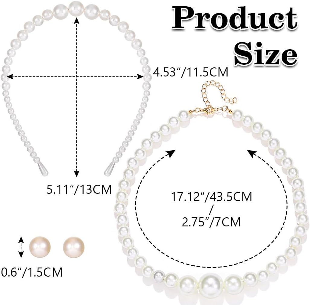 Sixexey Pearl Jewelry Set Wedding Bridal Necklace Jewelry Prom Costume Jewelry Accessories for Women - Image 4
