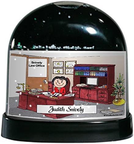 Personalized Friendly Folks Cartoon Caricature Snow Globe Gift: Lawyer - Female Great for attorney, legal representative, legal aid, legal assistant, paralegal, judge, district attorney