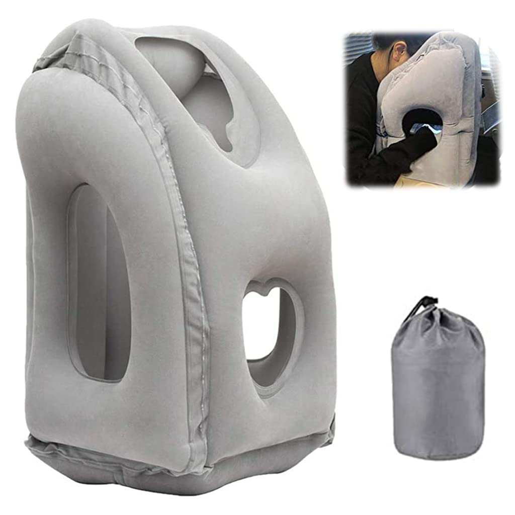 Netora Inflatable Travel Pillow for Neck & Head Support While Traveling | Ergonomic Design Flight Pillow for Office Napping Airline Trips Bus Car Train Camping, Chin Lower Back Care-image-28