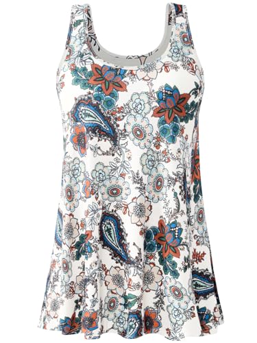 Komfokore Damen Tanktop mit Integriertem BH Unterhemden Lässig Fließen Top Locker Geschnitten Ärmellose Shirt Lotus L