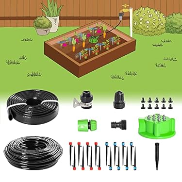 AMAZON - MIXC 2023 Newest Drip Irrigation Kit With 12-Port Manifold,107 FT Garden Irrigation System For Outdoor Plants, Automatic Watering Sprinkler System DIY Greenhouses Kits For Lawn, Raise Bed, Patio, Yard