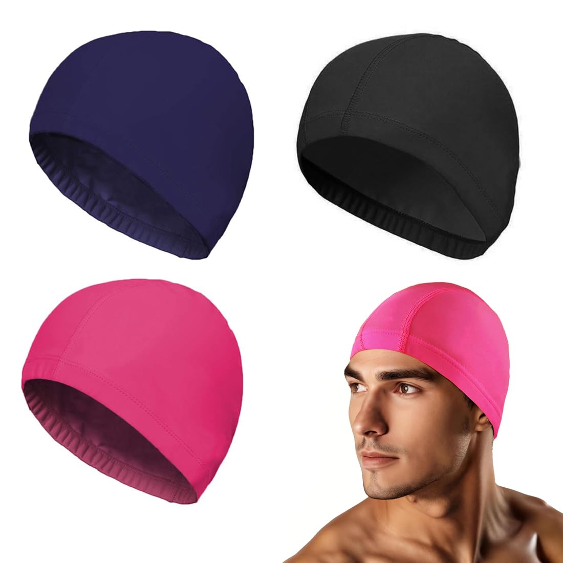Bonnet Natation Confortable 2 Bonnets De Bain Élastiques