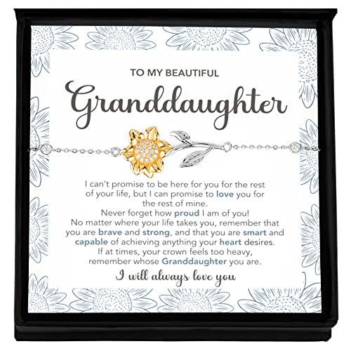 Sterling Silver Granddaughter Bracelet - From Grandma or Grandpa, Perfect for Birthdays or Christmas