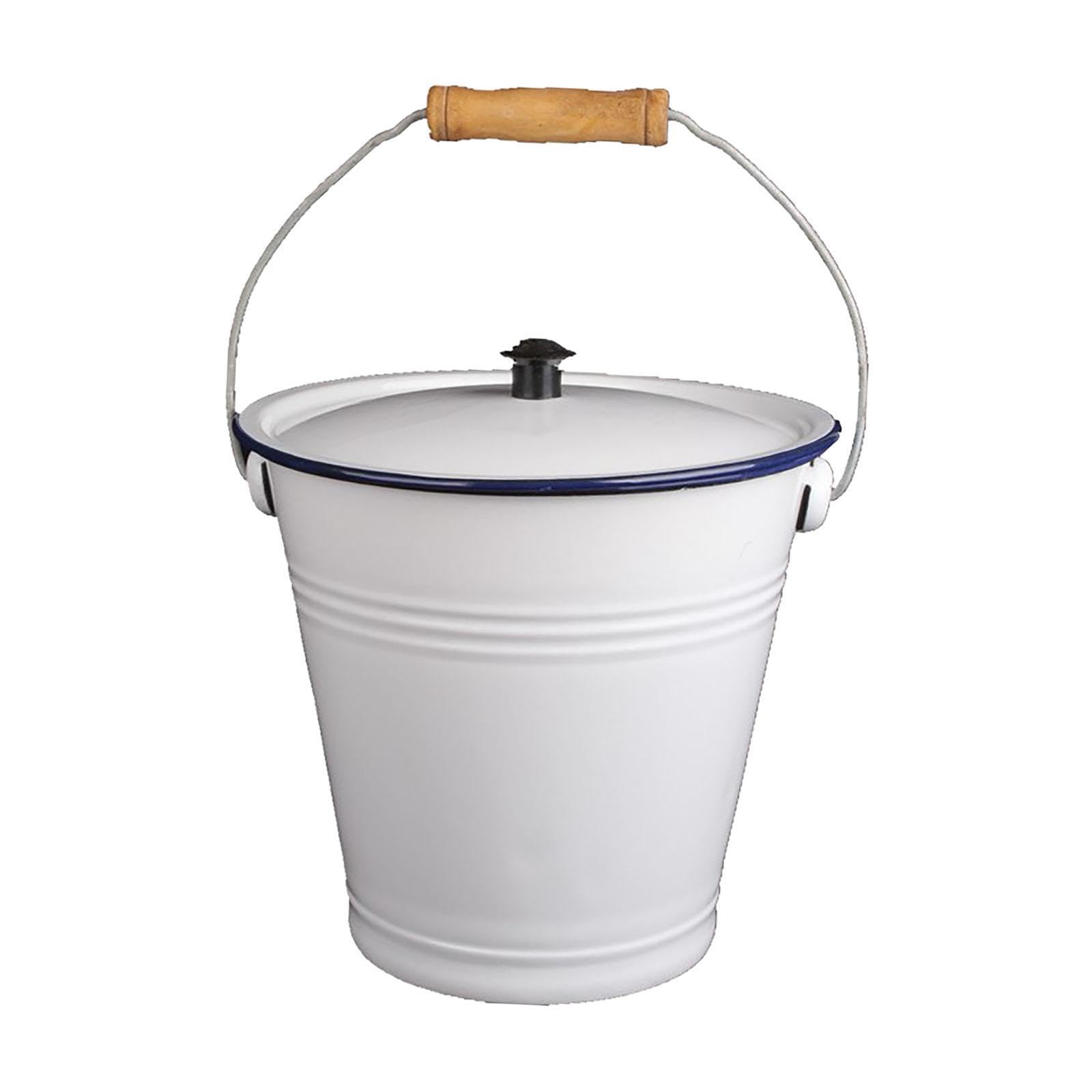 wueiooskj Rice Milk Bucket Flour Container Enamelware Dustproof Lid for Freshness Versatile Storage Solution Unmatched Enamel Bucket Enamelware Enamel Pail Container, 4.5L