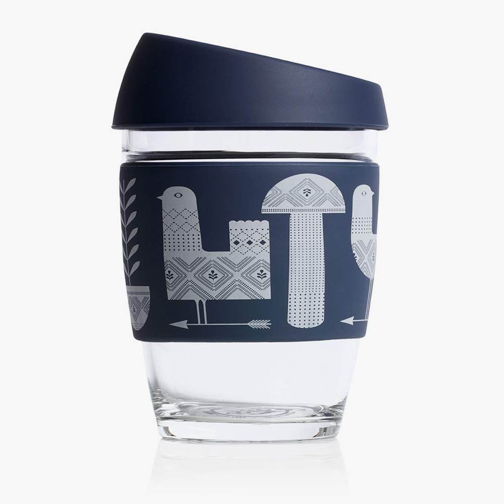 JOCOCup 12oz - Eco-innovative Borosilicate Glass Reusable Classic Cup - Travel Mug with Silicone Lid Compatible Roll Straw | Artist Series (Adrian Knott)