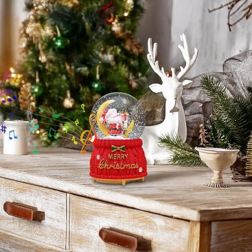 Globo de nieve de Papá Noel pintado a mano con música navideña 6