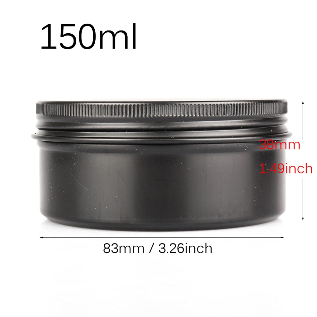 50 Piezas Tarros de Aluminio con Tapa Rosca 150ml, Negro Mate Tarros de Aluminio Vacíos Redondo para Contenedor De Cosméticos Cremas Caja de almacenaje con 5 Espátula y 2 Etiqueta