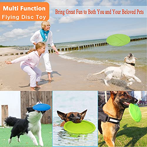 Xigou Dog Flying Disc, 2 Pack Dog Flyer Dog Toy, Dog Soft Rubber Interactive Flying Disc Dog Toy For Small Large Dogs - Floats In Water & Safe On Teeth, 7.2 Inch, Blue & Green. #TOP1