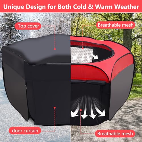 GHWMYD Kleintier Laufstall Großer Freigehege Pop-up, Oxford kleintiergehege für Hühner, Faltbar kükenstall für Welpen, Kätzchen, Kaninchen, Enten, Outdoor Hof Playpen 114.5X114.5X51cm