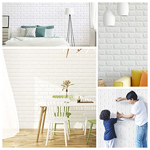 Sodeno 20 Pcs White 3D Wall Panels, 29 Sq.feet Coverage, Printable Wallpaper Sticker With Self-Adhesive Waterproof Brick Pe Foam Wall Panels Peel And Stick For Interior Wall Decor, Home Decoration #TOP5