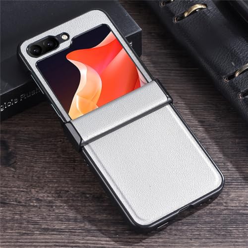 Coque Samsung Z Flip 5 antichoc blanc étui cuir PU avec pare-chocs souple TPU