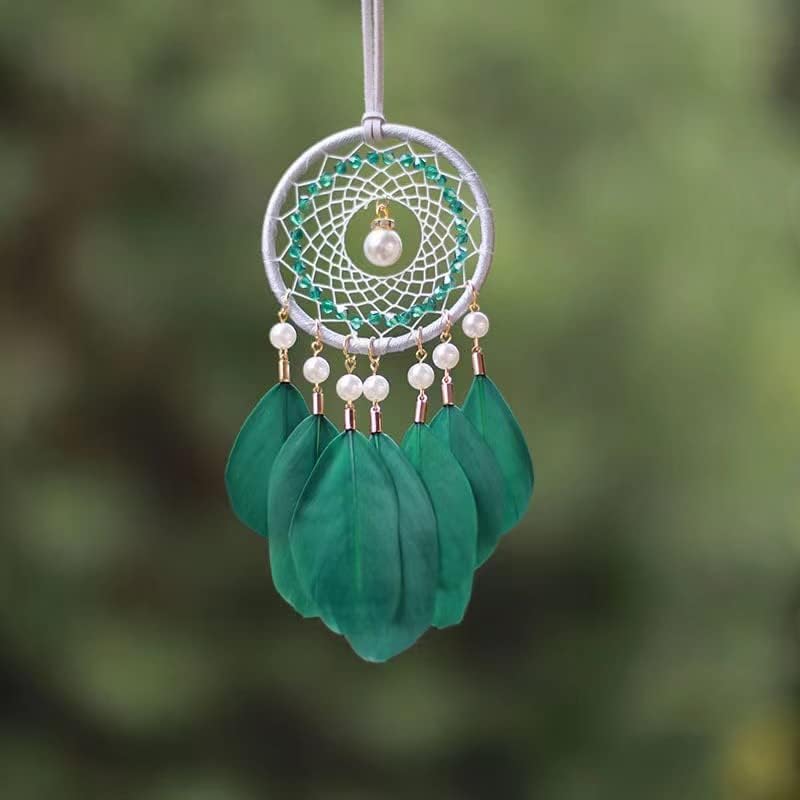 Mannikin Rear View Mirror Accessories Crystal Boho Car Decor Car Hanging Ornament Car Mirror Hanging Accessories Car Pendan Dream Catcher for Rearview Mirror Small Dream Catcher for Car (Green)-image-27
