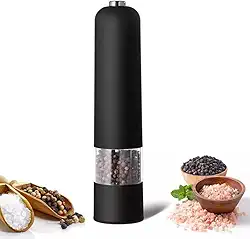 Moedor Elétrico de Sal e Pimenta Trinturador de Tempero Automático, à Pilha, Moagem Ajustável, Iluminação LED, Portátil, Ideal para Tempero e Especiarias Cores Sortidas Preto e Vermelho
