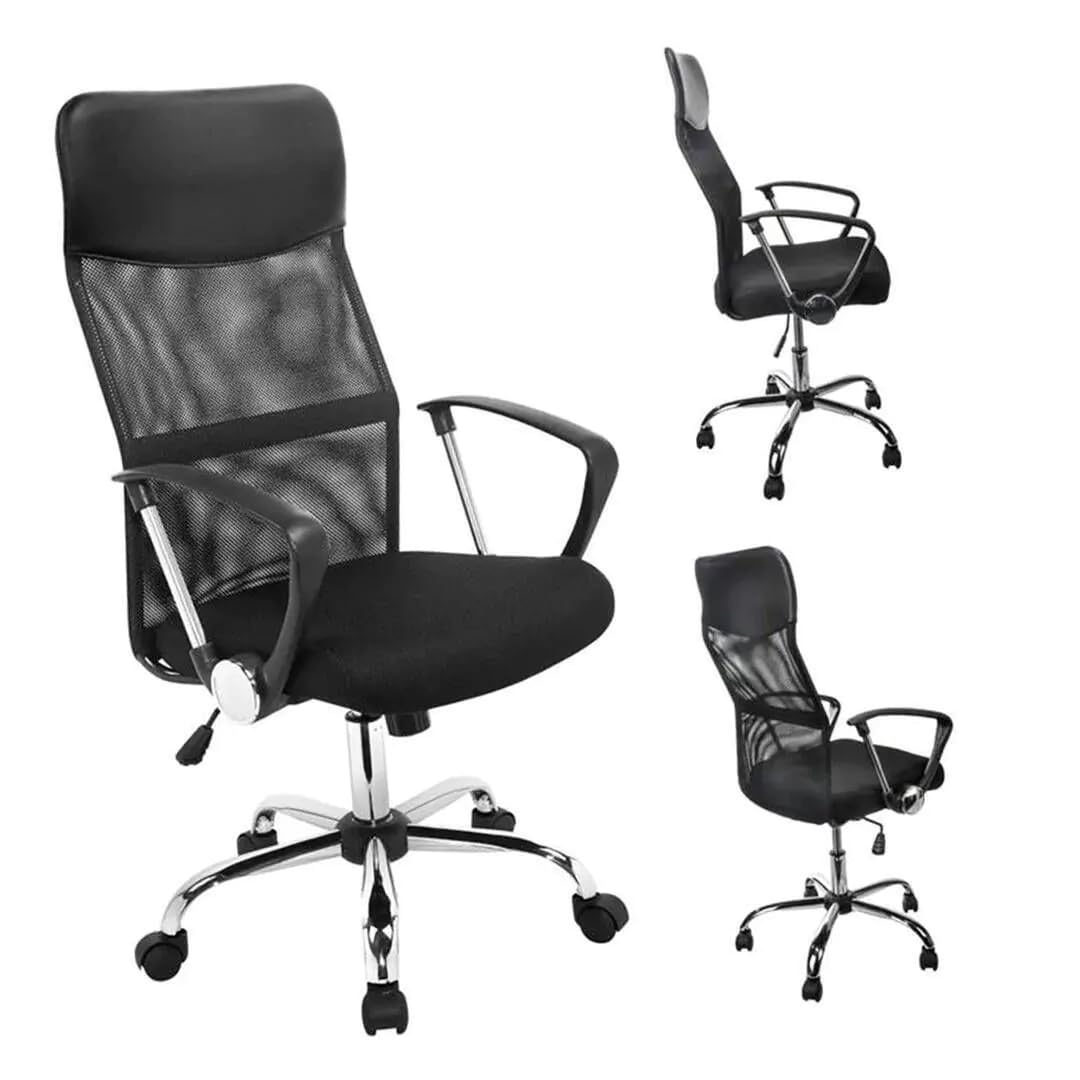 SHIITO | Modello ErgoFlex - Sedia da ufficio con ruote, comfort ergonomico e stile moderno, schienale traspirante, colore nero, 58 x 118 x 60 cm