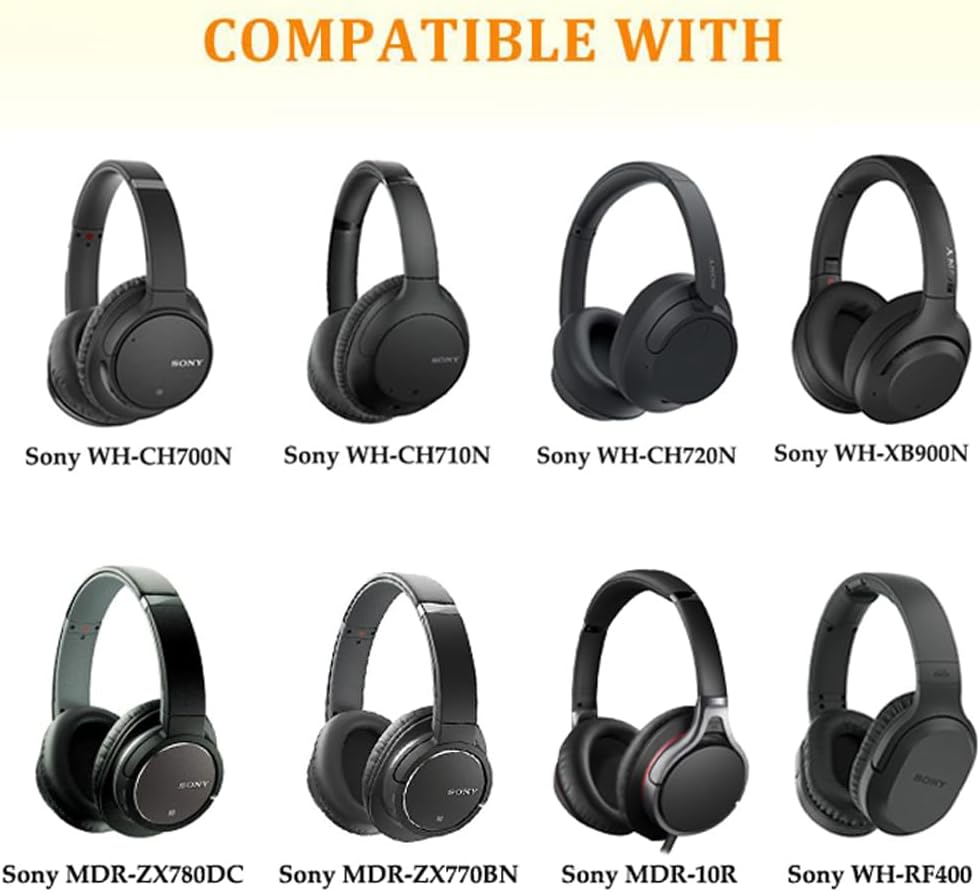 WH-CH710N/WH-CH700N Replacement Ear Pads Cooling Gel WH-XB900N Earpads Upgrade Ear Cushions Parts Accessories Compatible with Sony WH-CH720N/WH-CH710N/WH-RF400/MDR-ZX770 Wireless Headphones (Black) - Image 2