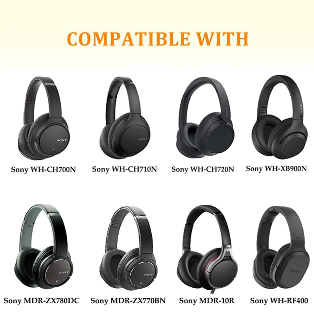 WH-CH710N/WH-CH700N Replacement Ear Pads Cooling Gel WH-XB900N Earpads Upgrade Ear Cushions Parts Accessories Compatible with Sony WH-CH720N/WH-CH710N/WH-CH700N/WH-RF400 Wireless Headphones (Black)