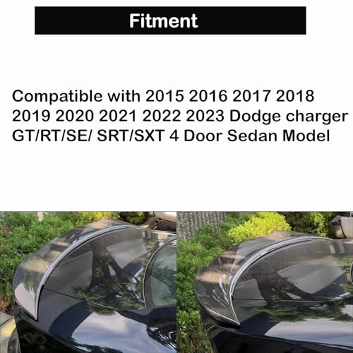 Dodge Charger Spoiler Rear Trunk Spoiler Compatible with 2015-2023 Charger RT SXT SRT SE, Hellcat Style Carbon Fiber Style Rear Spoiler Wing - Image 5