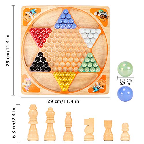Lewo 2 in 1 Wooden Chess Set Chinese Checkers Board Table Games for Kids Adults Family.
