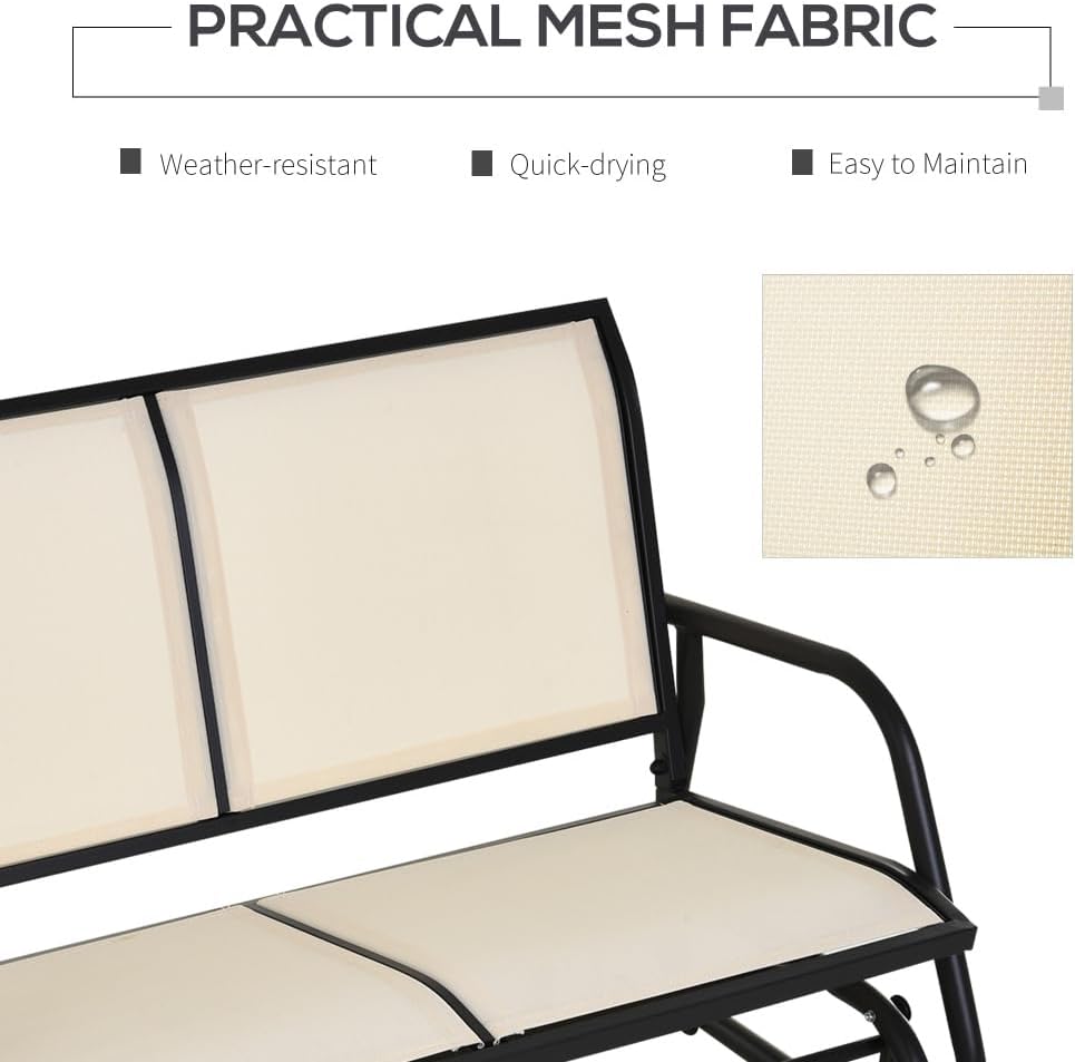 Two-Person Outdoor Glider Bench with Smooth Rocking Motion for Backyard, Patio, and Porch Use