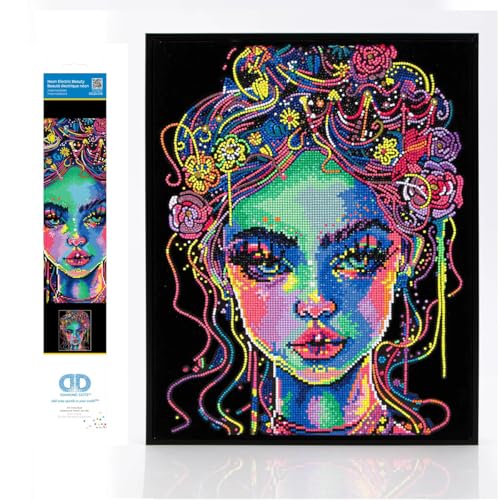 DIAMOND DOTZ 2594362 Original 5D Diamond Painting Set, Neon Schönheit, mit Neonfarben und Samt, DIY Diamant Malerei Bilder für Erwachsene und Kinder ab 12 Jahren, Intermediate
