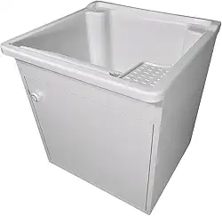 Tanque de lavar Roupa 26L Suspenso com Gabinete 46cm Montado Cor:Tanque Branco