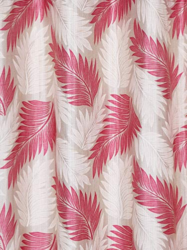 Image of Cortina 2 Piece Leaf Design Panel Eyelet Polyester Window Curtains - 5 Feet, Pink
