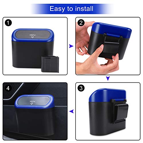Image of Accmor Car Trash Can with Lid, Vehicle Trash Bin Car Dustbin Garbage Organizer Holder with Trash Bag, Portable Hanging Mini Wastebasket Bin Trash Container for Auto Cars, Home, Office (Blue)